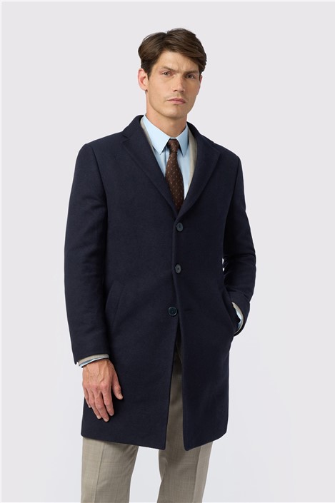 Alexandre Cashmere Blend Navy Blue Overcoat