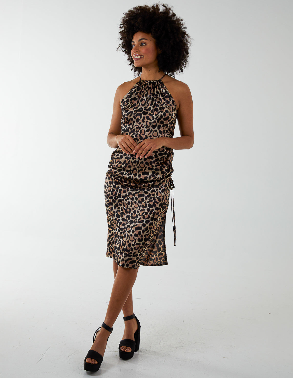 Animal Print Halter Neck Dress - 14 / Animal