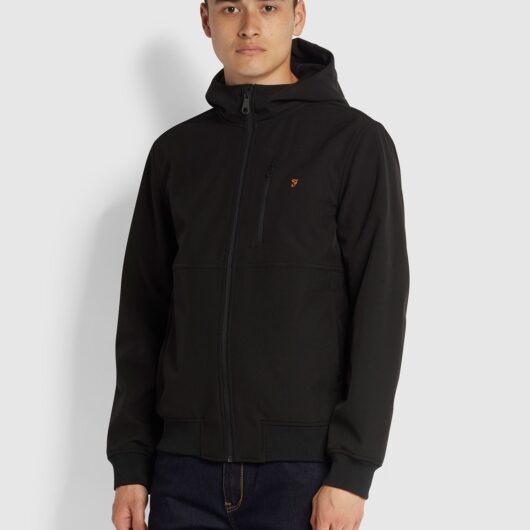 Farah Rudd Soft Shell Coat In Black