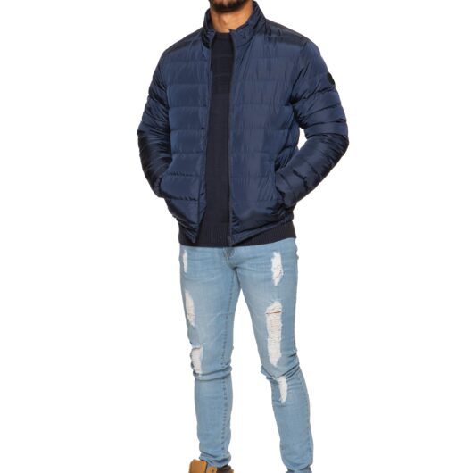 Kruze | Mens Funnel Neck Padded Jacket - Navy / S