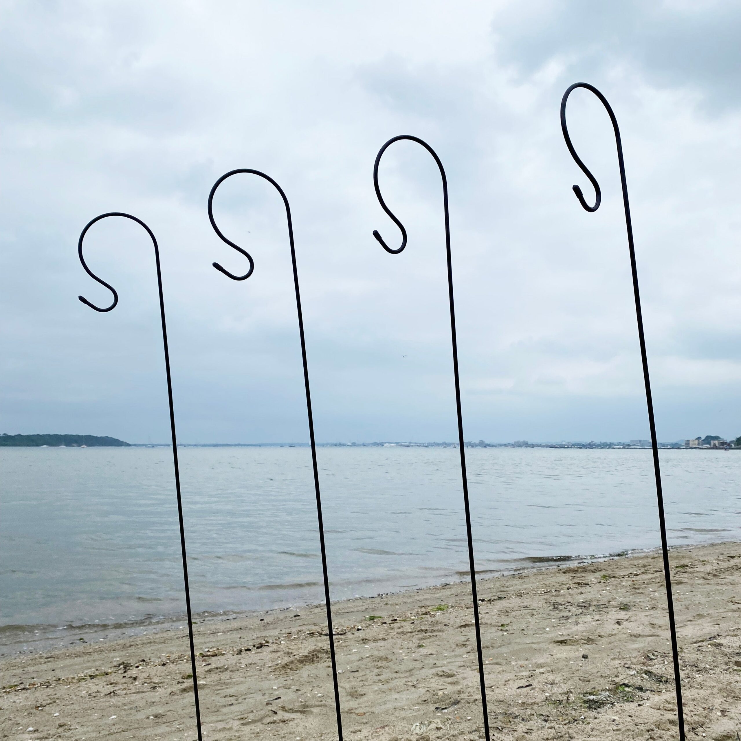 Shepherds Crook Black Metal Garden Border Hooks (1m) - Pack of 4